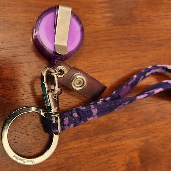 Vera Bradley Paisley Amethyst Key Clip Lanyard Like New - Picture 4 of 4